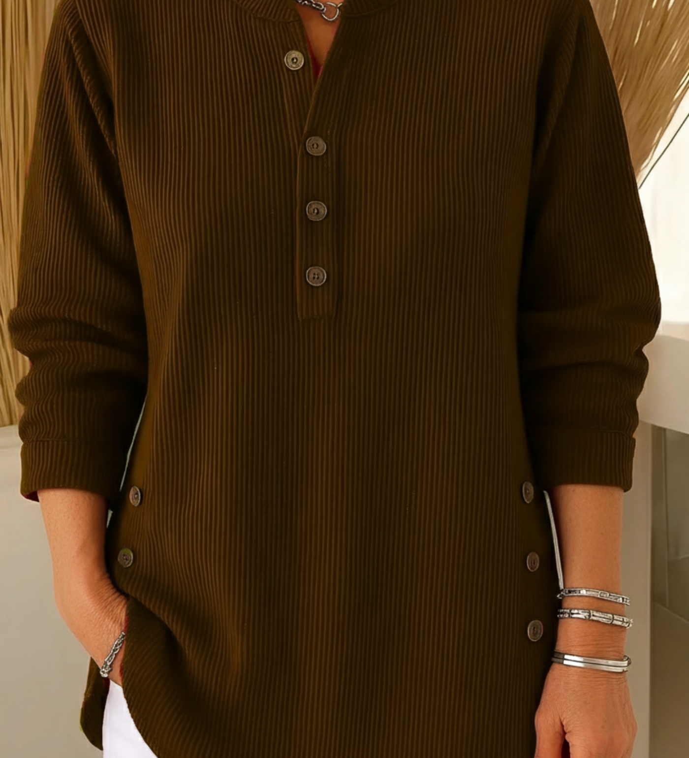 Elise Jersey de Punto Liso con Mangas Largas