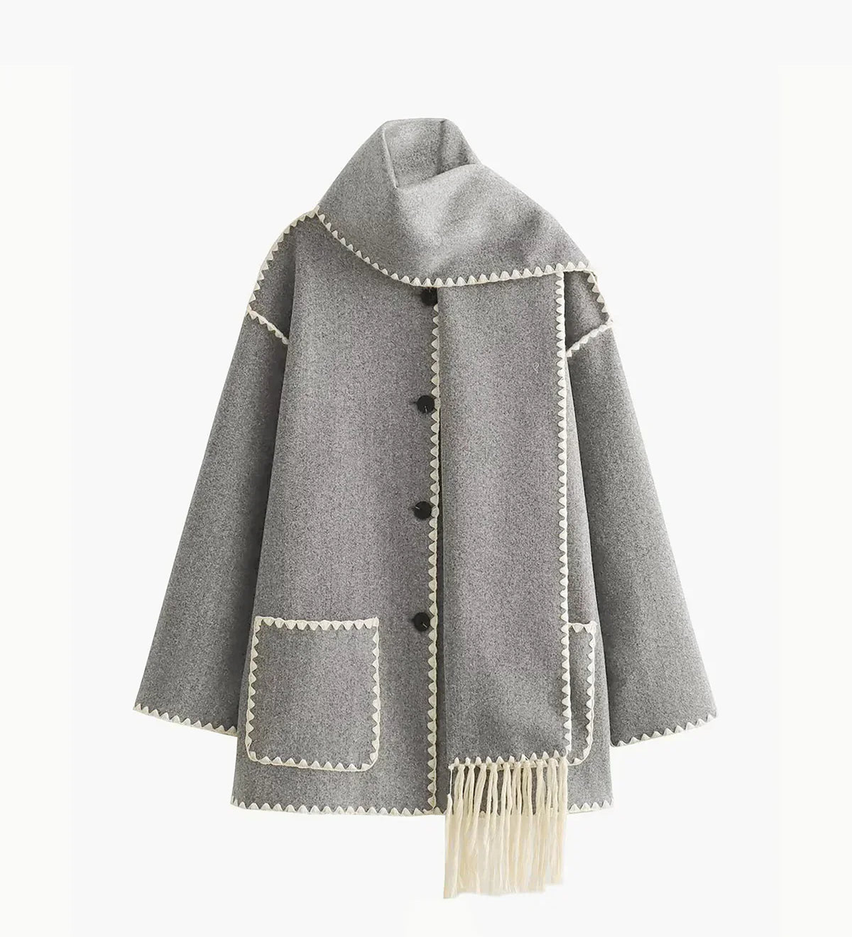 Francisca - Chaqueta con Ribetes en Contraste y Pañuelo a Juego