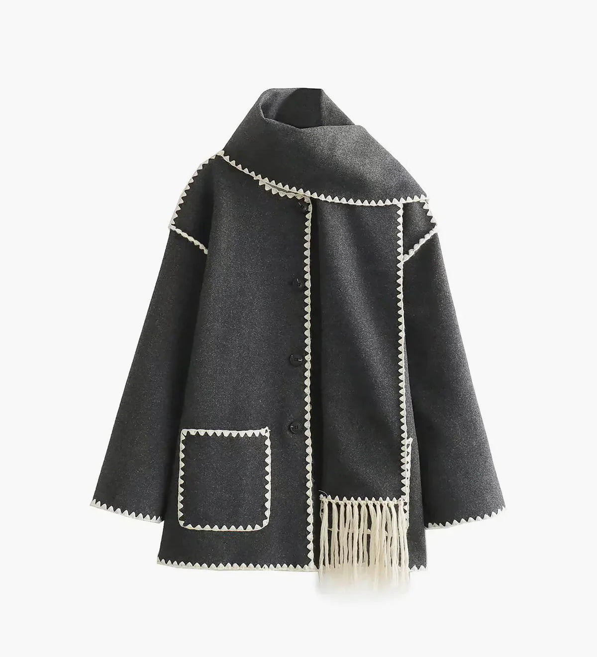 Francisca - Chaqueta con Ribetes en Contraste y Pañuelo a Juego