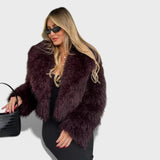 Dulceida - Abrigo Corto de Pelo Sintético Suave