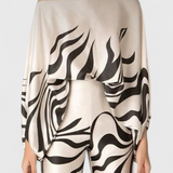 Sybella Conjunto de Dos Piezas con Hombros Descubiertos y Pantalones Amplios Estampados