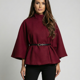 Milagros - Poncho Elegante para Mujer con Cinturón y Corte Estilizador