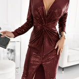 Elitsa | Vestido de noche con lentejuelas y abertura