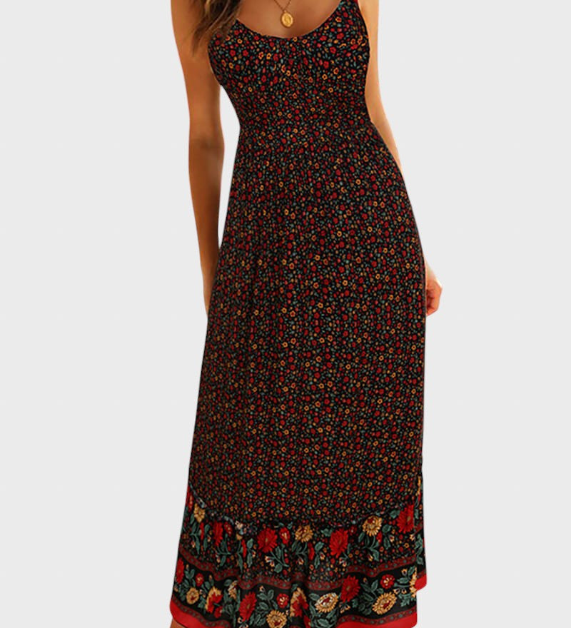 Kiriaki™ - Vestido maxi de flores con tirantes finos