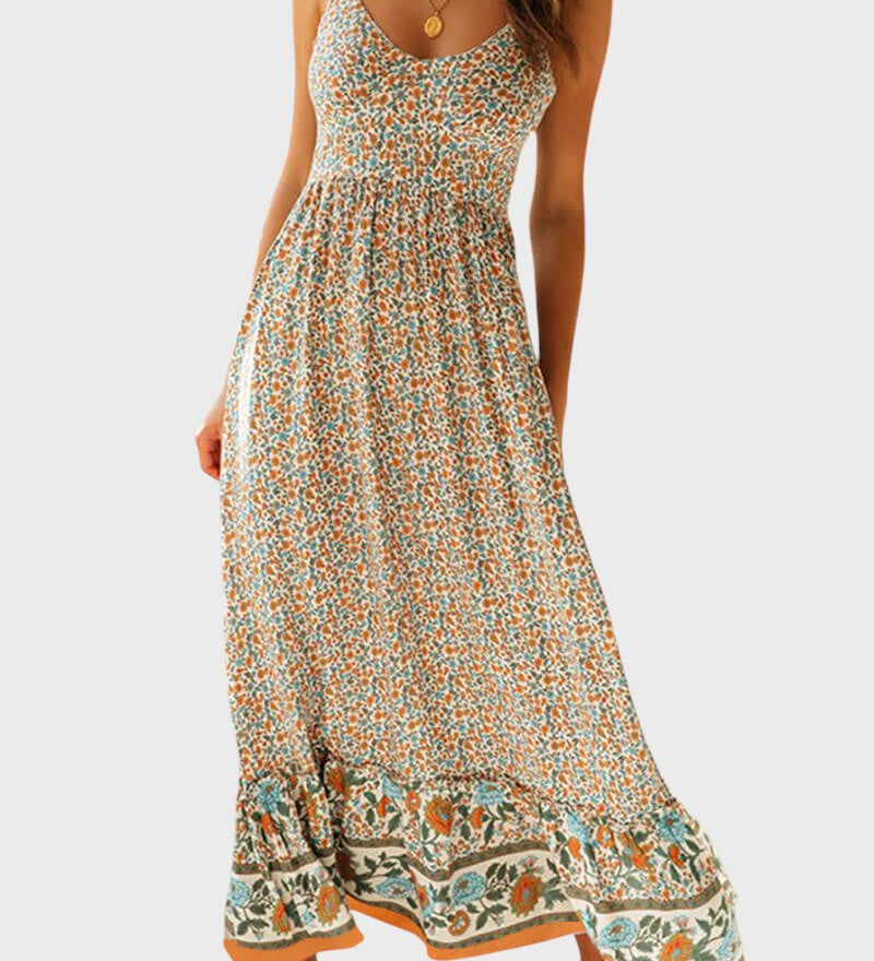 Kiriaki™ - Vestido maxi de flores con tirantes finos
