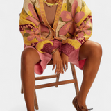 Casey Cárdigan de Punto con Patrón Floral y Ajuste Suelto